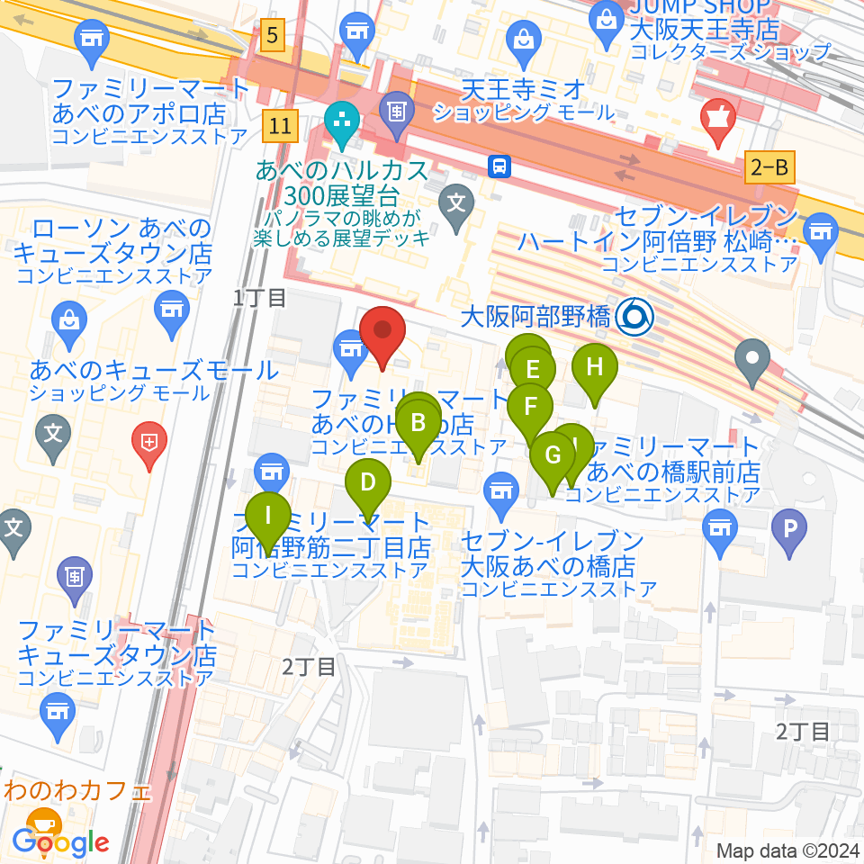 タワーレコード あべのHoop店周辺の駐車場・コインパーキング一覧地図