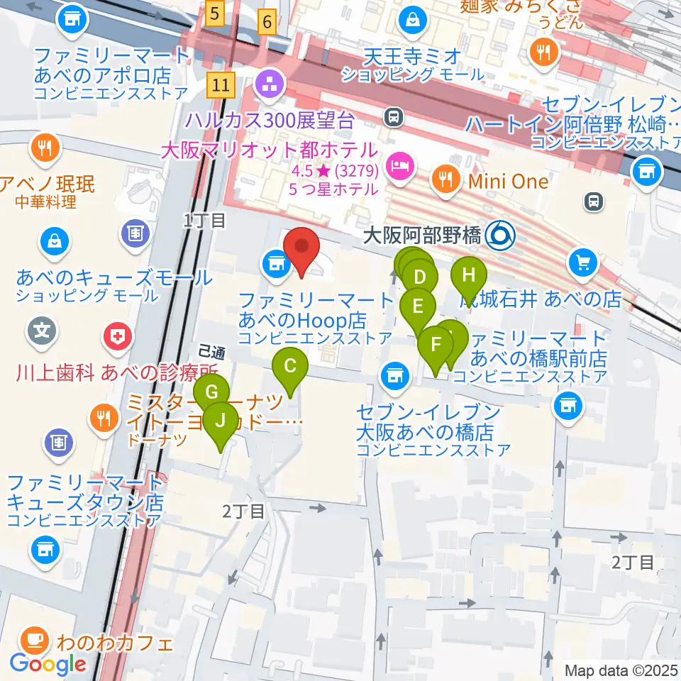 タワーレコード あべのHoop店周辺の駐車場・コインパーキング一覧地図