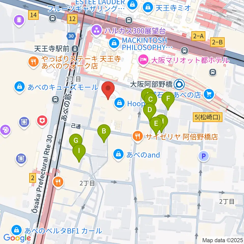 タワーレコード あべのHoop店周辺の駐車場・コインパーキング一覧地図