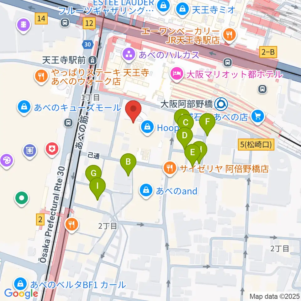 タワーレコード あべのHoop店周辺の駐車場・コインパーキング一覧地図
