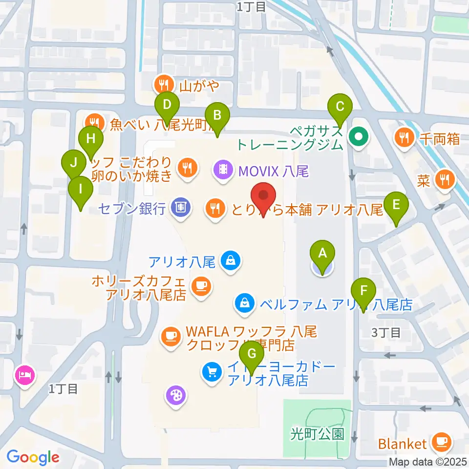 タワーレコード アリオ八尾店周辺の駐車場・コインパーキング一覧地図