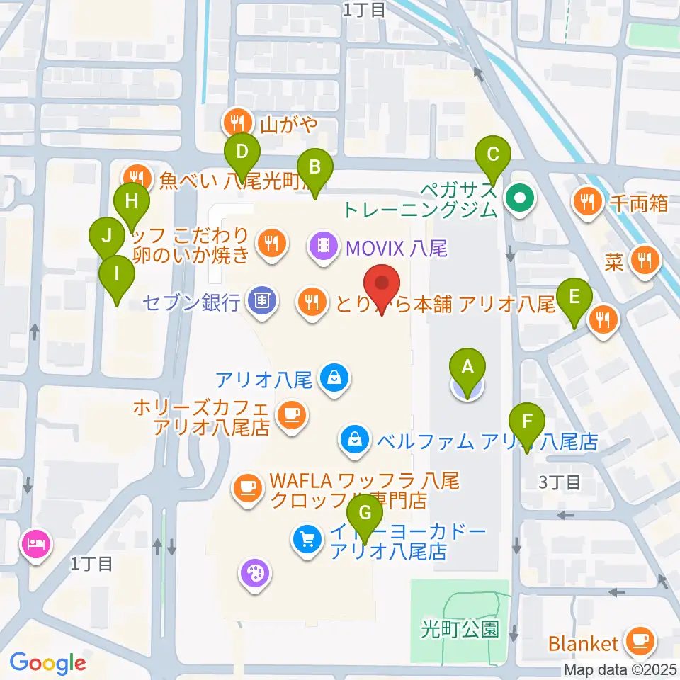タワーレコード アリオ八尾店周辺の駐車場・コインパーキング一覧地図
