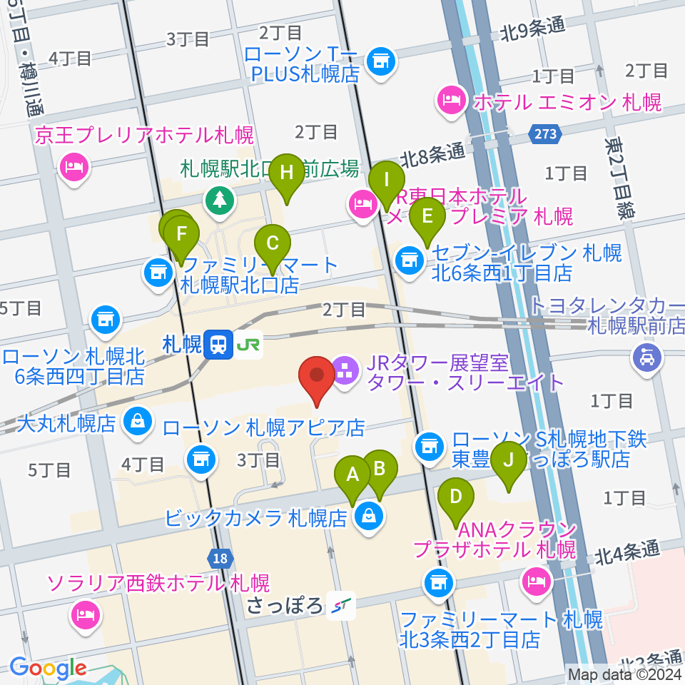 HMV札幌ステラプレイス周辺の駐車場・コインパーキング一覧地図