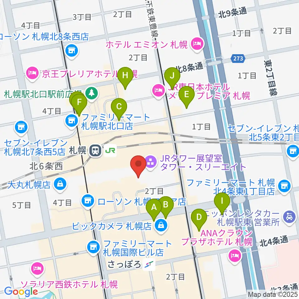 HMV札幌ステラプレイス周辺の駐車場・コインパーキング一覧地図