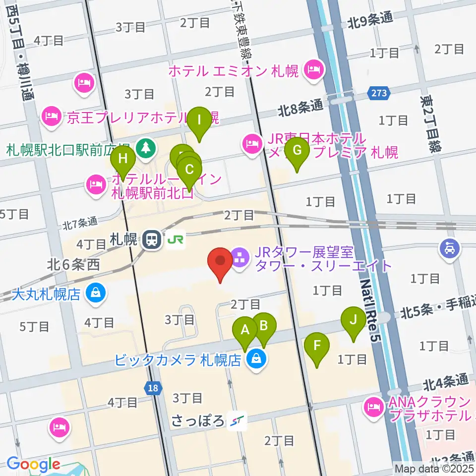 HMV札幌ステラプレイス周辺の駐車場・コインパーキング一覧地図