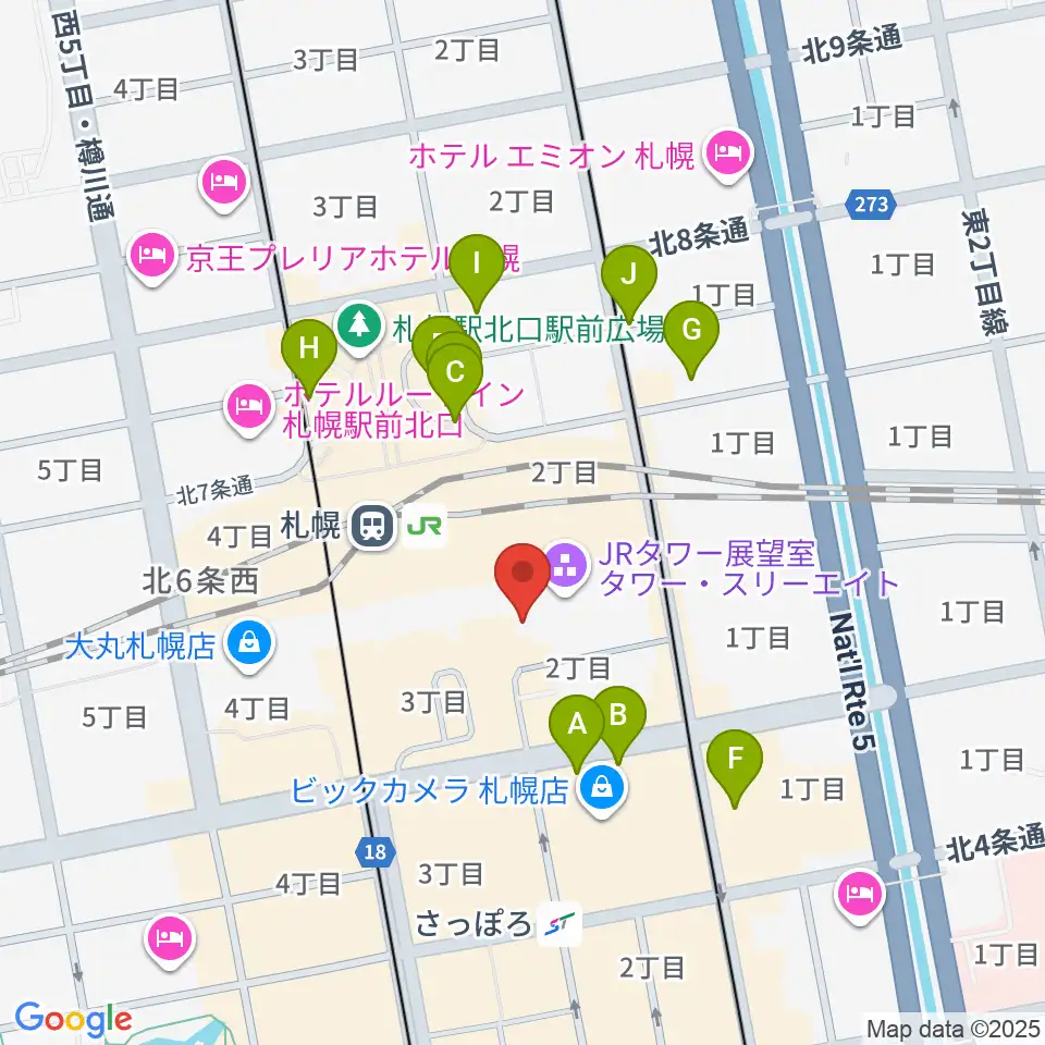 HMV札幌ステラプレイス周辺の駐車場・コインパーキング一覧地図