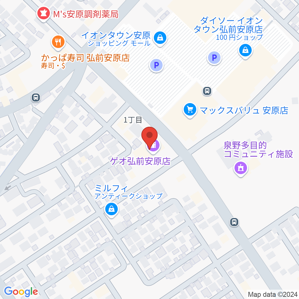 ゲオ弘前安原店周辺の駐車場・コインパーキング一覧地図