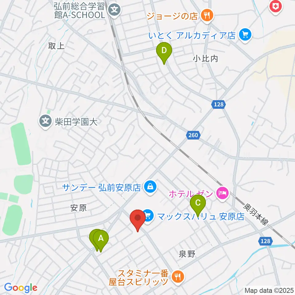 ゲオ弘前安原店周辺の駐車場・コインパーキング一覧地図