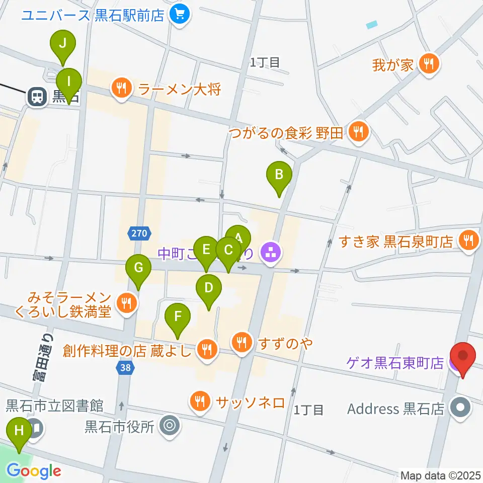 ゲオ黒石東町店周辺の駐車場・コインパーキング一覧地図