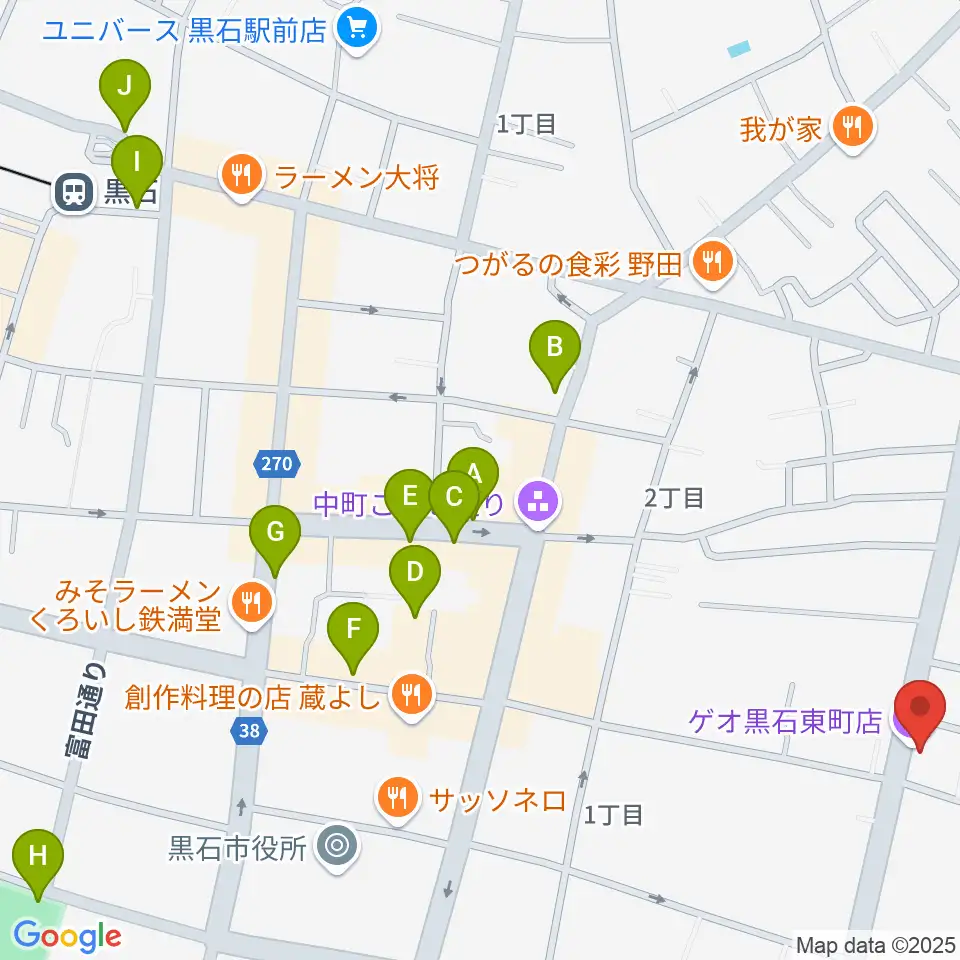 ゲオ黒石東町店周辺の駐車場・コインパーキング一覧地図