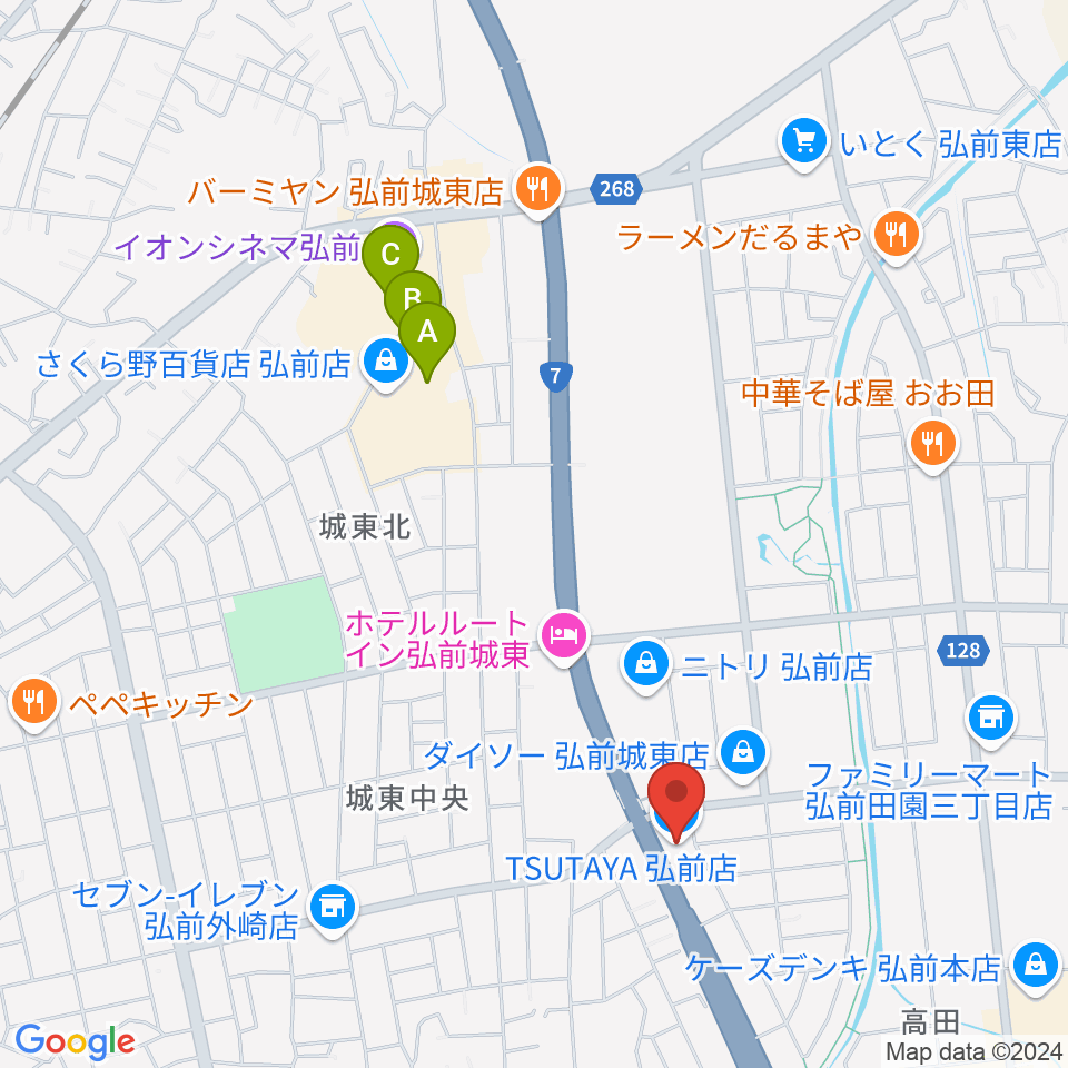 TSUTAYA 弘前店周辺の駐車場・コインパーキング一覧地図