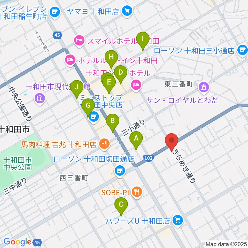 TSUTAYA 十和田店周辺の駐車場・コインパーキング一覧地図
