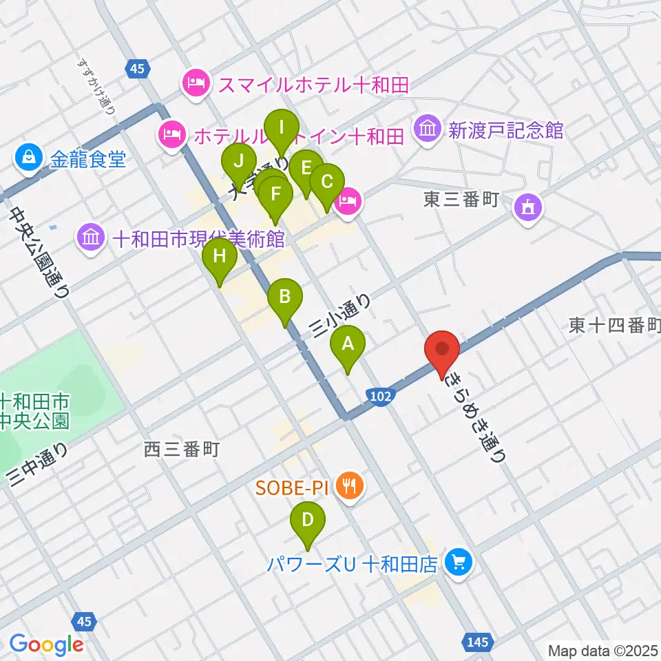 TSUTAYA 十和田店周辺の駐車場・コインパーキング一覧地図