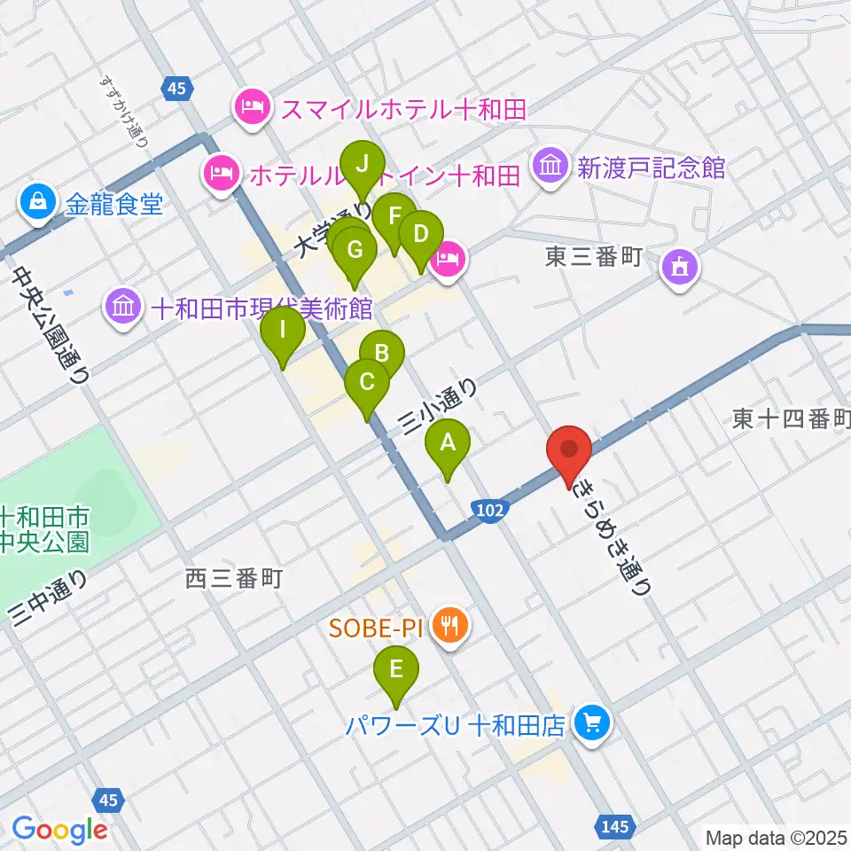TSUTAYA 十和田店周辺の駐車場・コインパーキング一覧地図