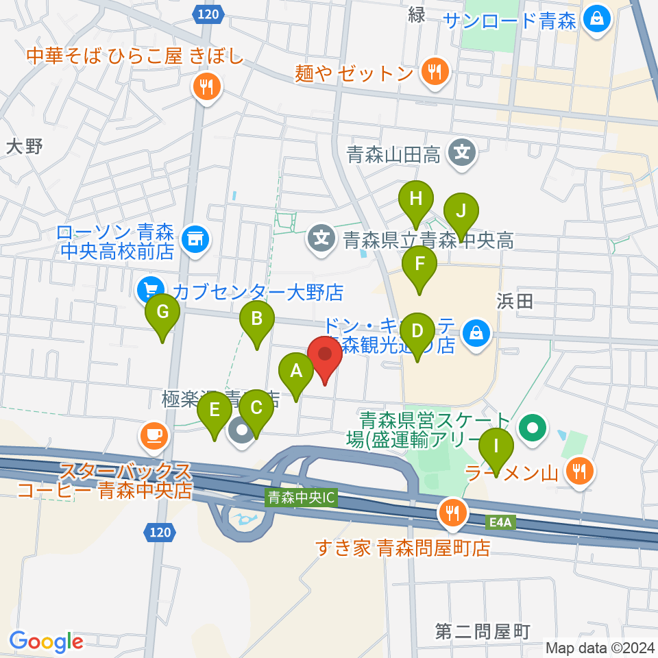 TSUTAYA 青森中央店周辺の駐車場・コインパーキング一覧地図