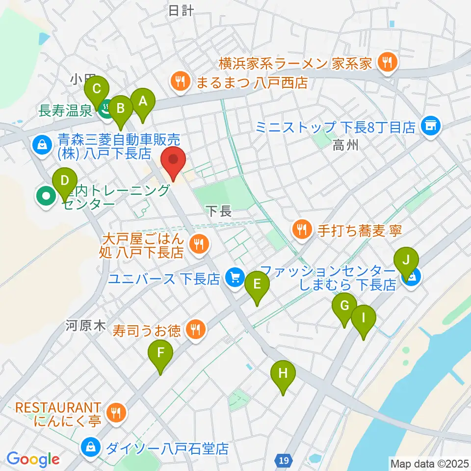 ゲオ八戸下長店周辺の駐車場・コインパーキング一覧地図