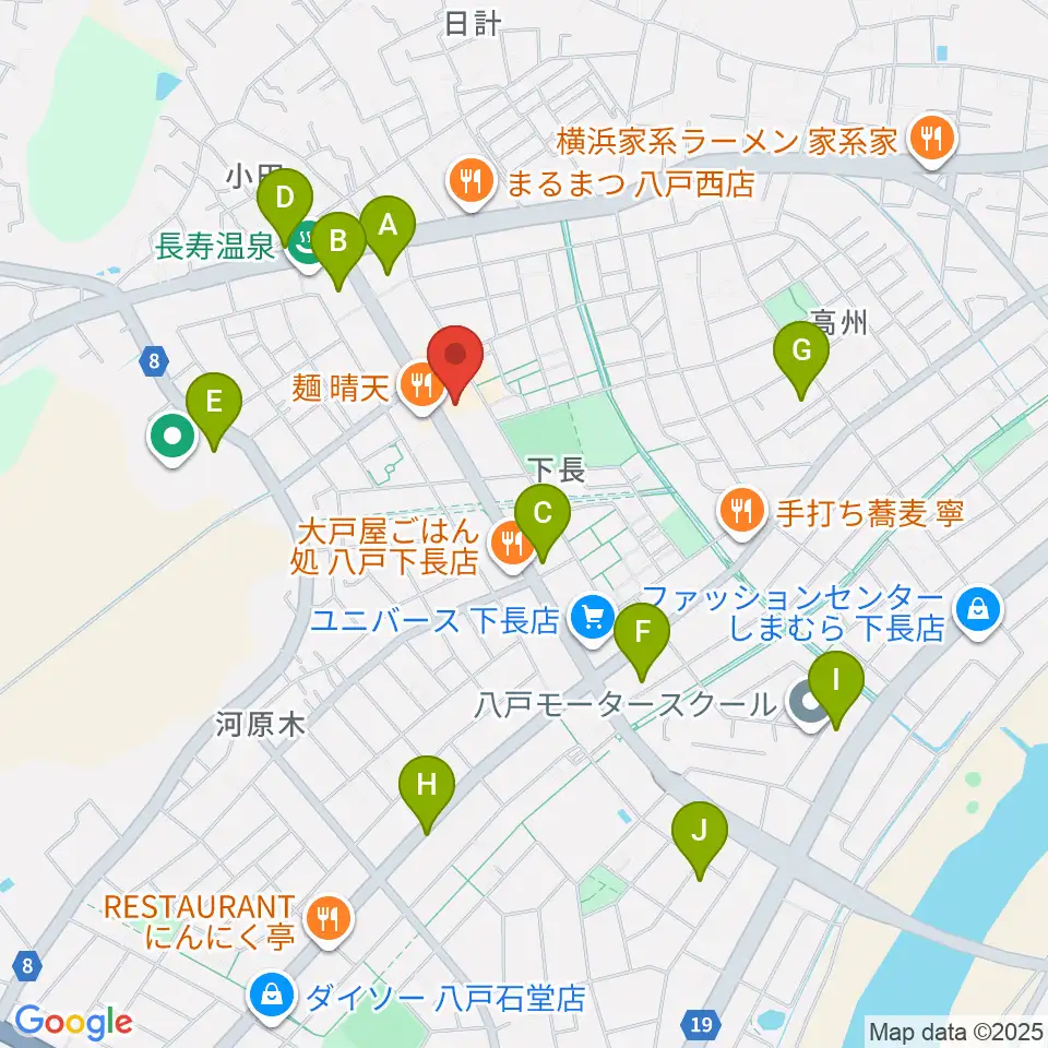 ゲオ八戸下長店周辺の駐車場・コインパーキング一覧地図