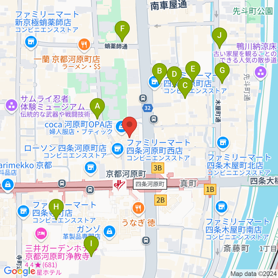 タワーレコード京都店周辺の駐車場・コインパーキング一覧地図