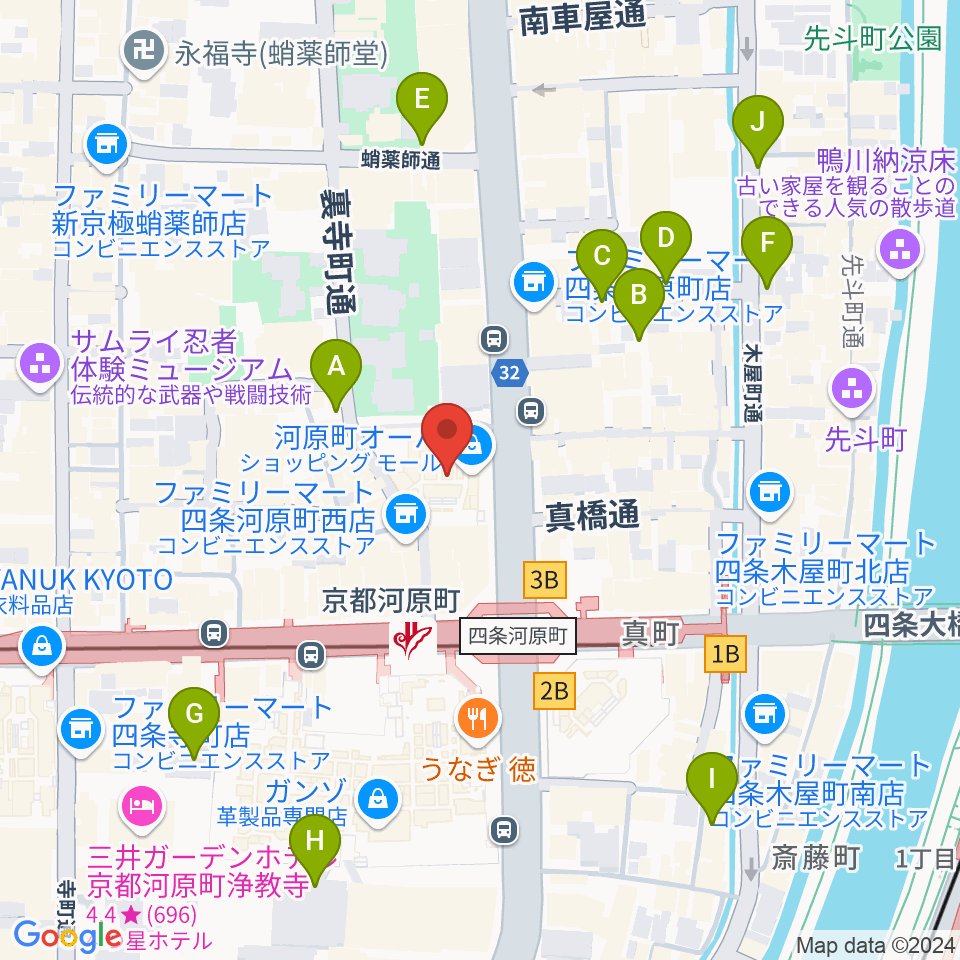 タワーレコード京都店周辺の駐車場・コインパーキング一覧地図