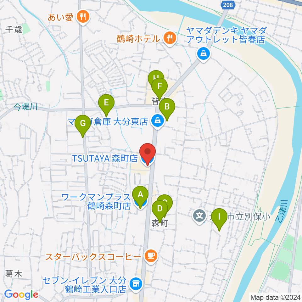 TSUTAYA 森町店周辺の駐車場・コインパーキング一覧地図