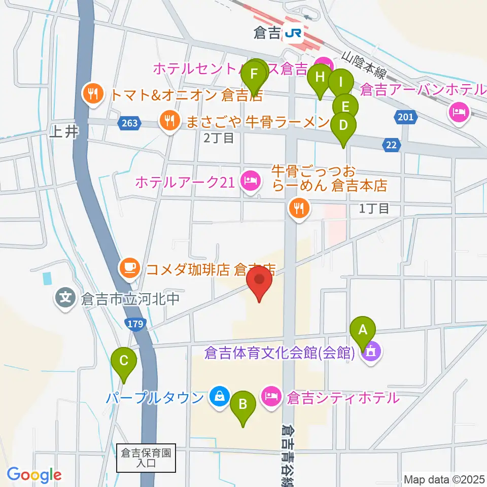ゲオ倉吉店周辺の駐車場・コインパーキング一覧地図