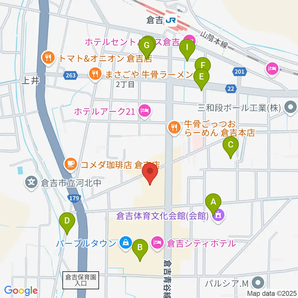 ゲオ倉吉店周辺の駐車場・コインパーキング一覧地図
