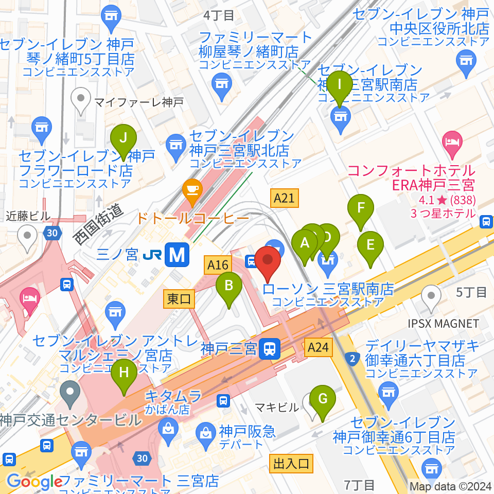 タワーレコード神戸店周辺の駐車場・コインパーキング一覧地図