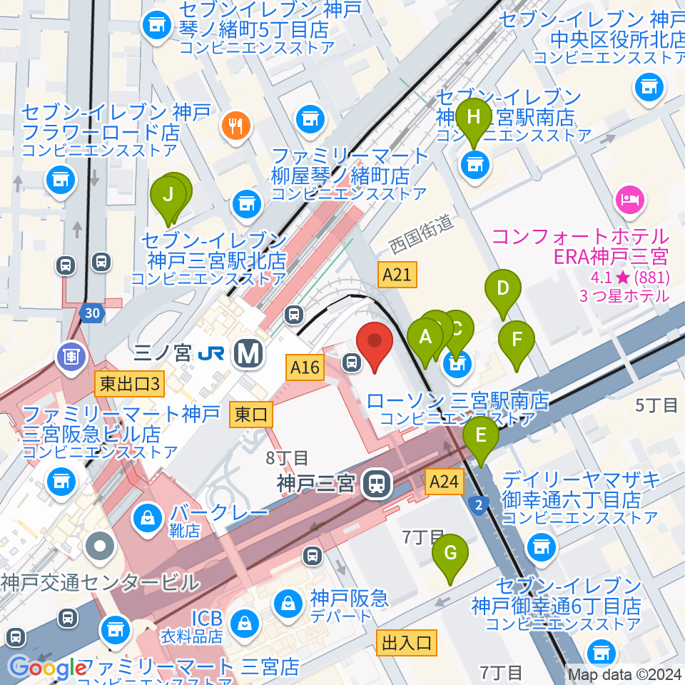 タワーレコード神戸店周辺の駐車場・コインパーキング一覧地図