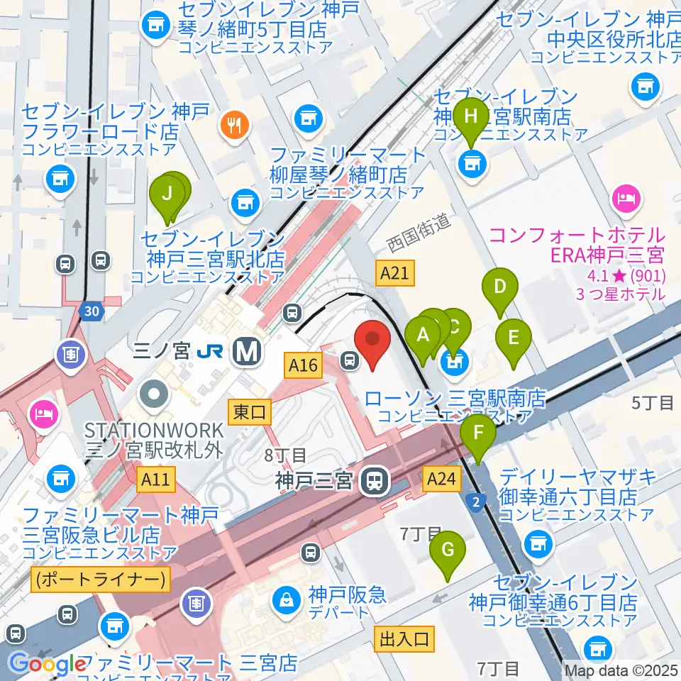 タワーレコード神戸店周辺の駐車場・コインパーキング一覧地図