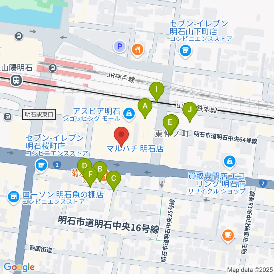 タワーレコード 明石店周辺の駐車場・コインパーキング一覧地図