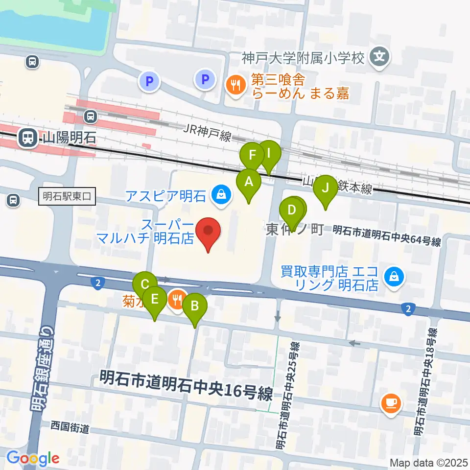 タワーレコード 明石店周辺の駐車場・コインパーキング一覧地図
