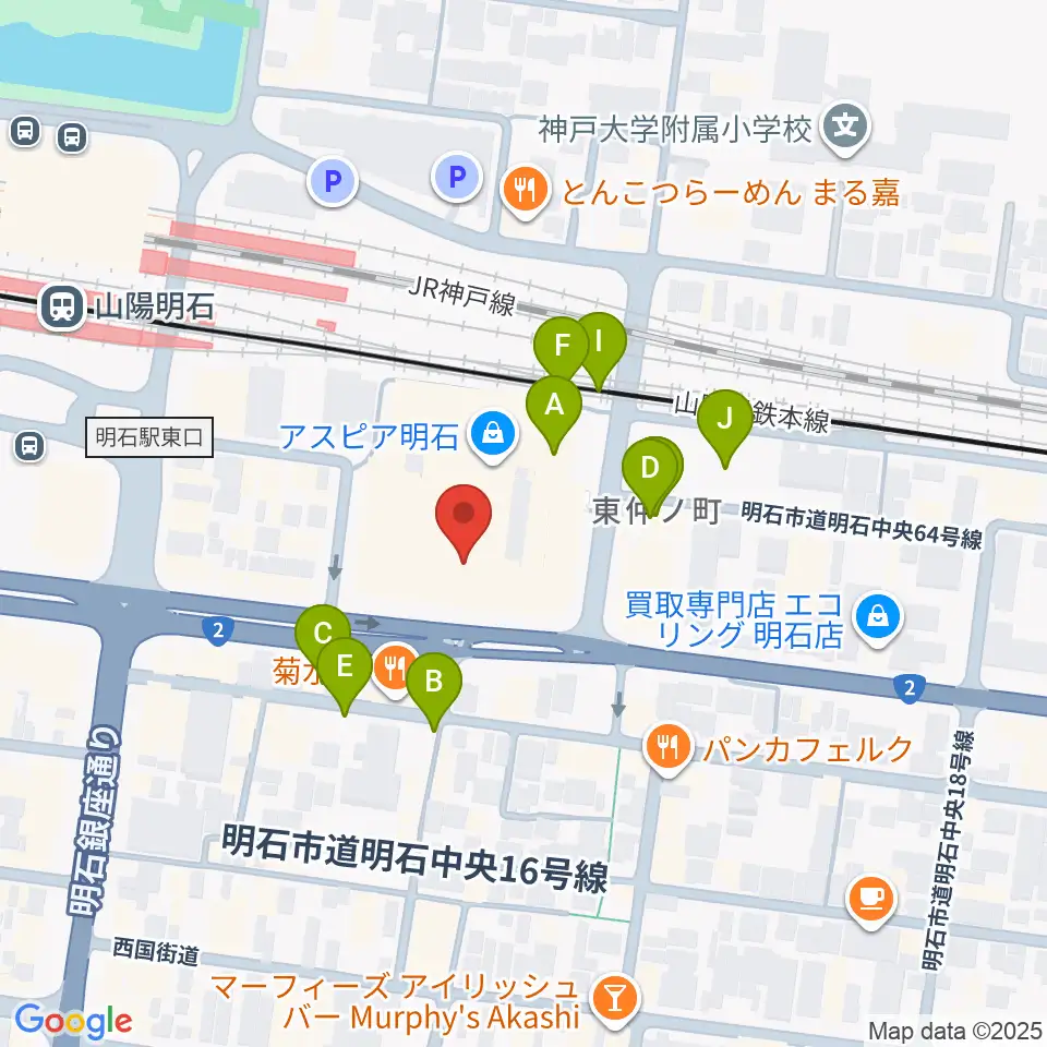 タワーレコード 明石店周辺の駐車場・コインパーキング一覧地図