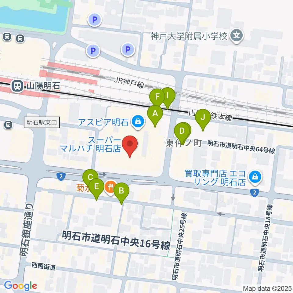 タワーレコード 明石店周辺の駐車場・コインパーキング一覧地図