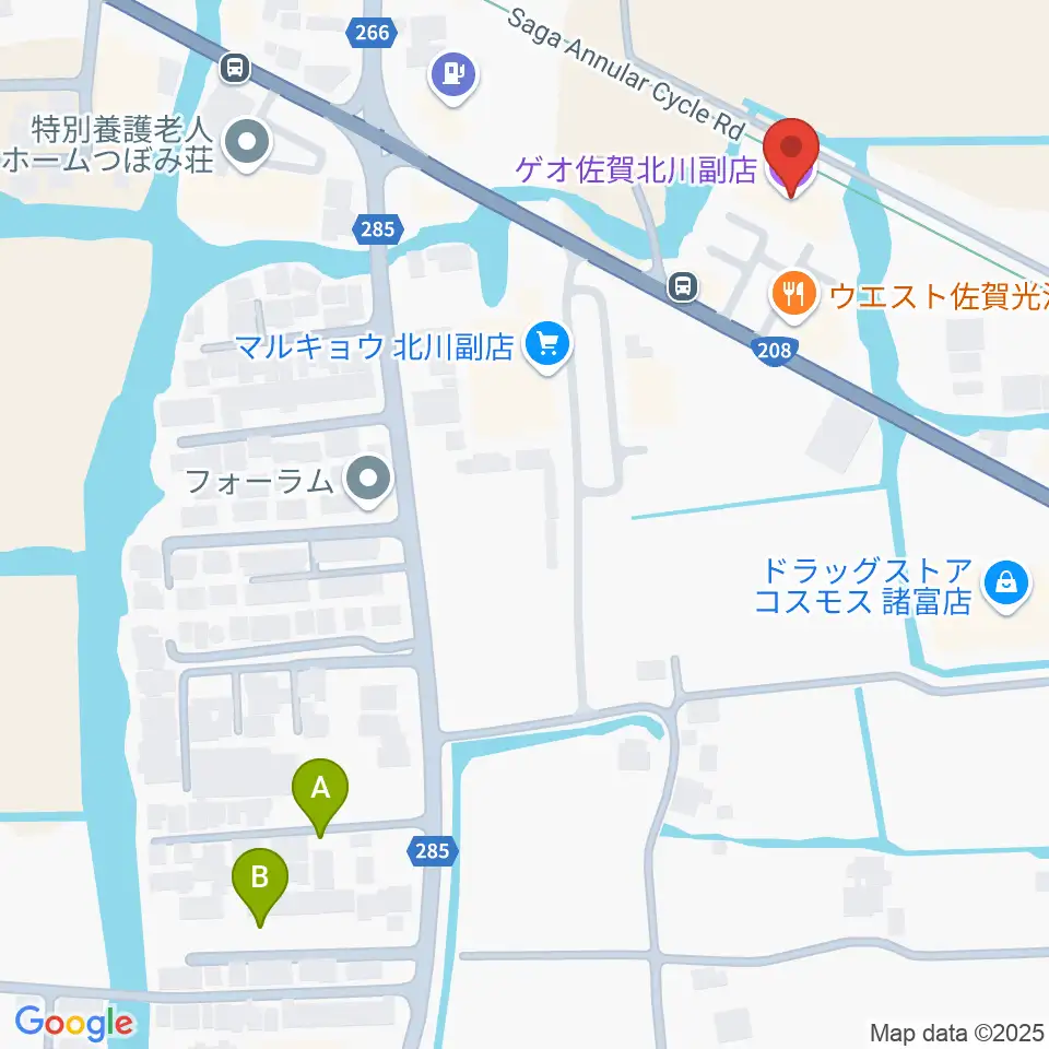 ゲオ佐賀北川副店周辺の駐車場・コインパーキング一覧地図