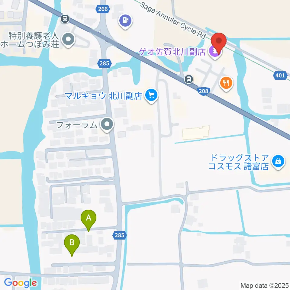 ゲオ佐賀北川副店周辺の駐車場・コインパーキング一覧地図