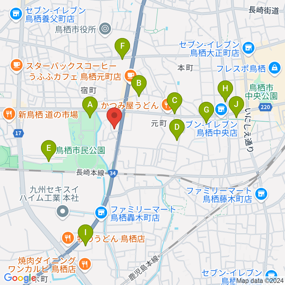 ゲオ鳥栖店周辺の駐車場・コインパーキング一覧地図