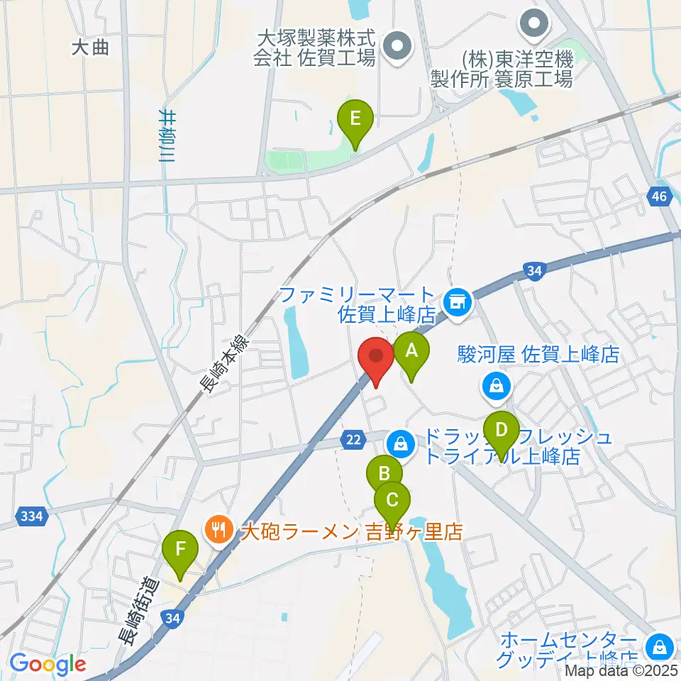 ゲオ佐賀上峰店周辺の駐車場・コインパーキング一覧地図