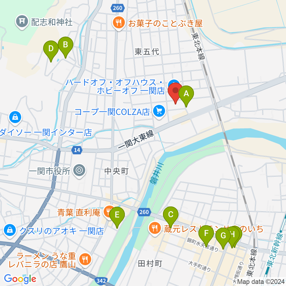 TSUTAYA 一関中央店周辺の駐車場・コインパーキング一覧地図