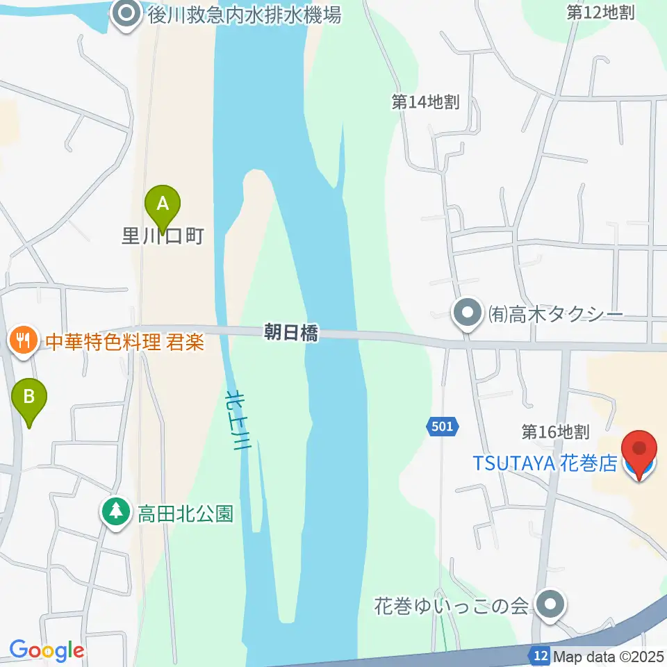 TSUTAYA 花巻店周辺の駐車場・コインパーキング一覧地図