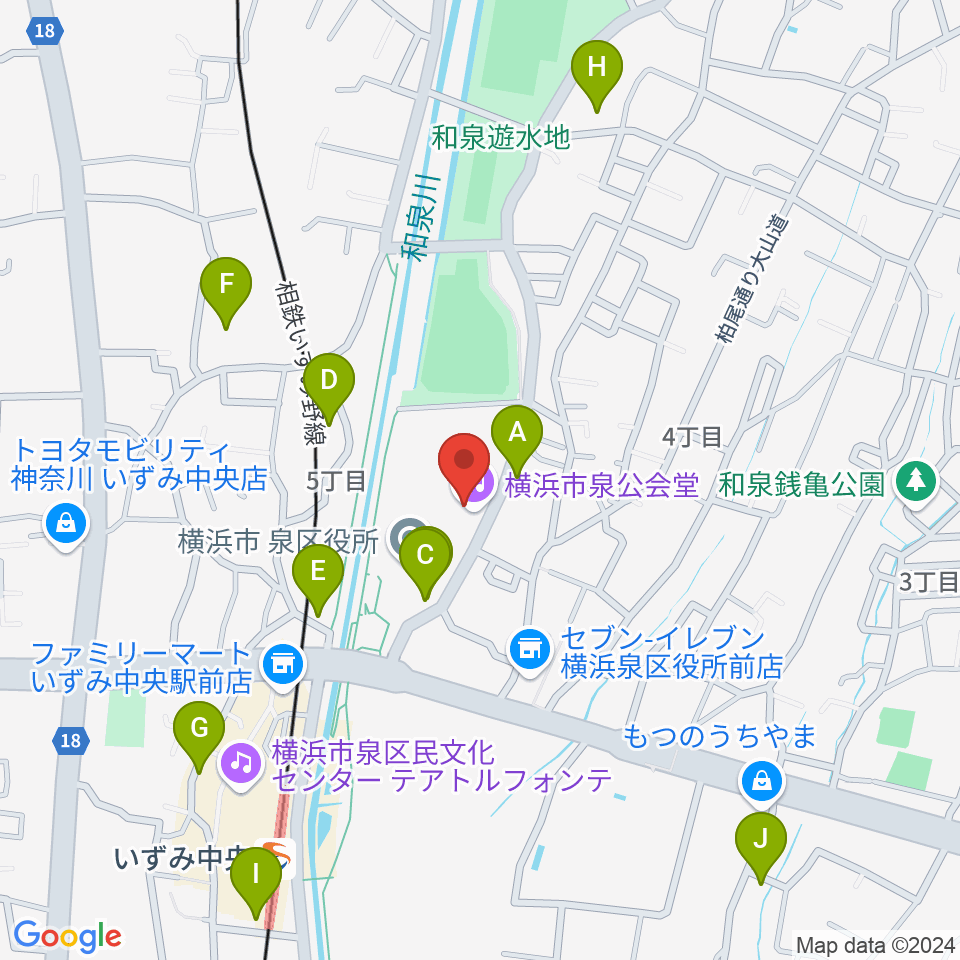 横浜市泉公会堂周辺の駐車場・コインパーキング一覧地図