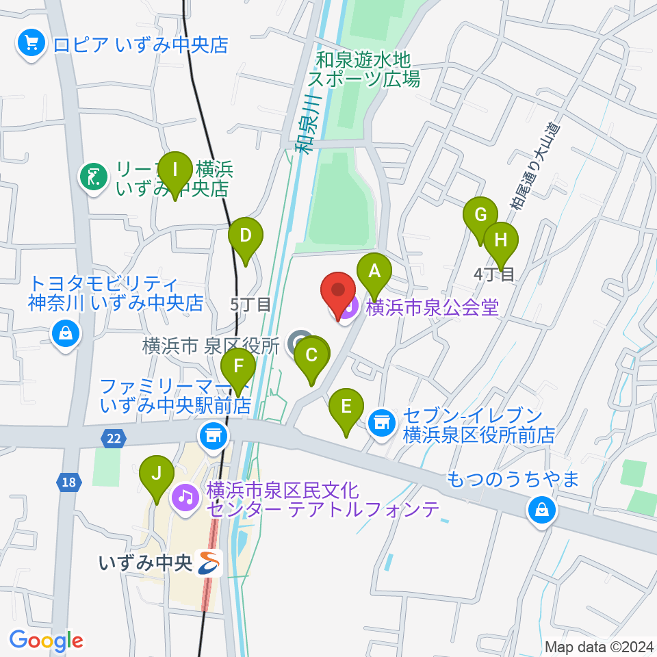 横浜市泉公会堂周辺の駐車場・コインパーキング一覧地図