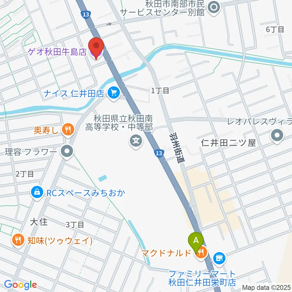 ゲオ秋田牛島店周辺の駐車場・コインパーキング一覧地図
