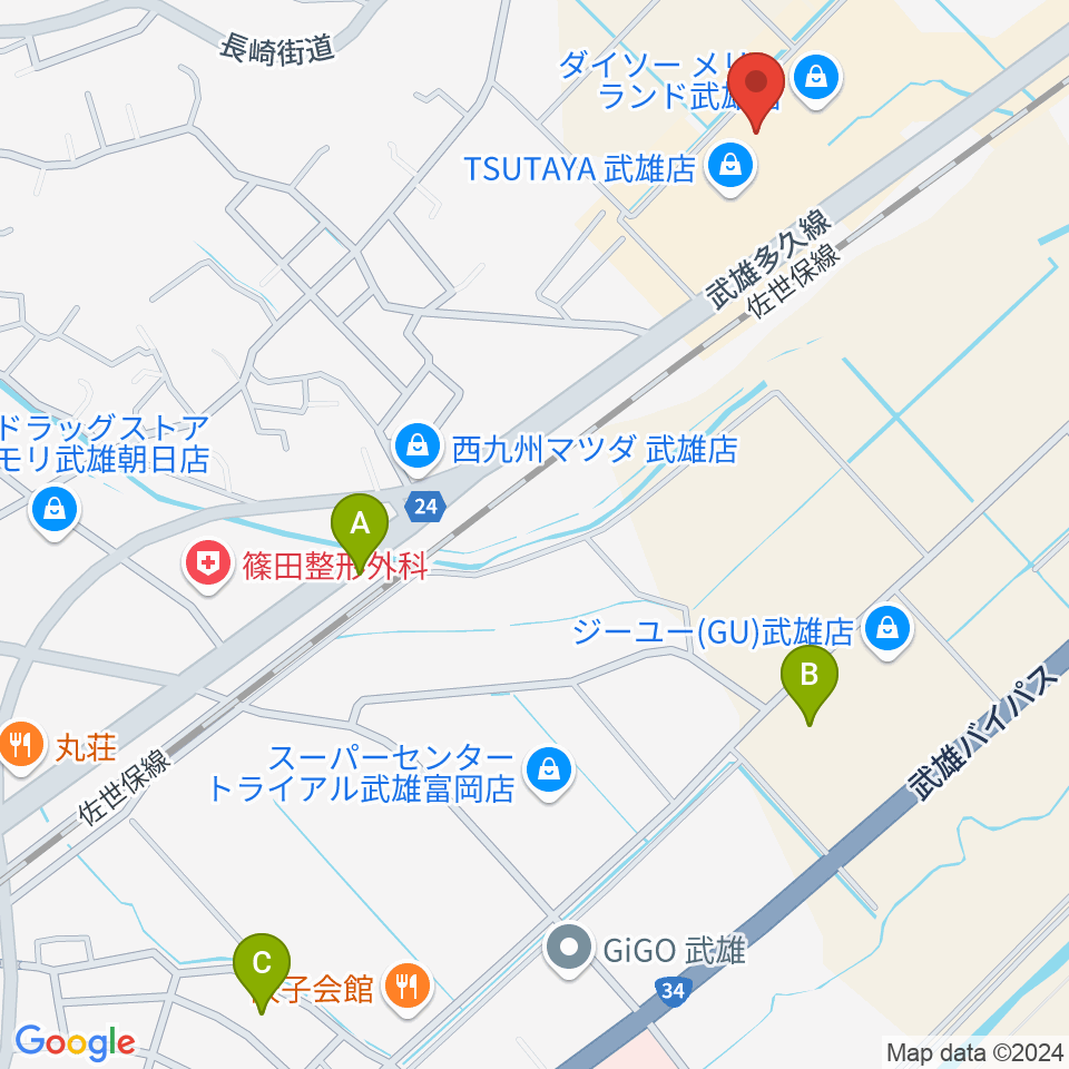 TSUTAYA 武雄店周辺の駐車場・コインパーキング一覧地図