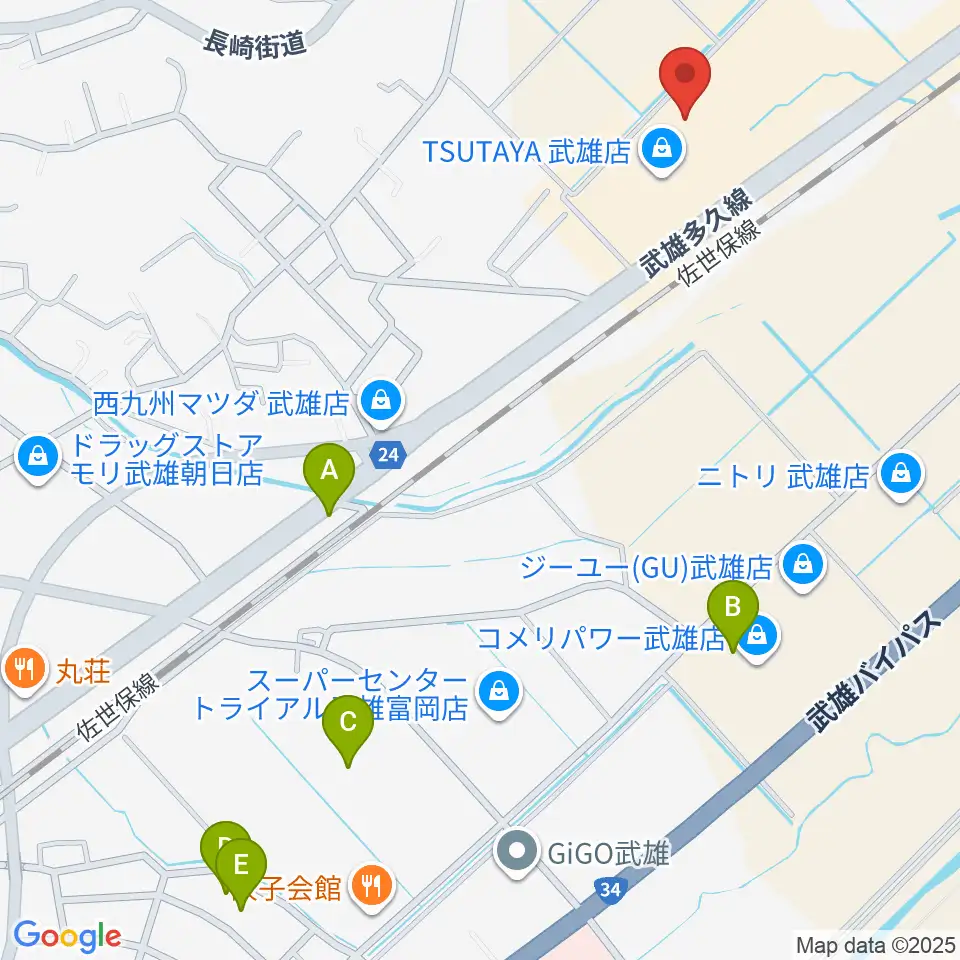 TSUTAYA 武雄店周辺の駐車場・コインパーキング一覧地図