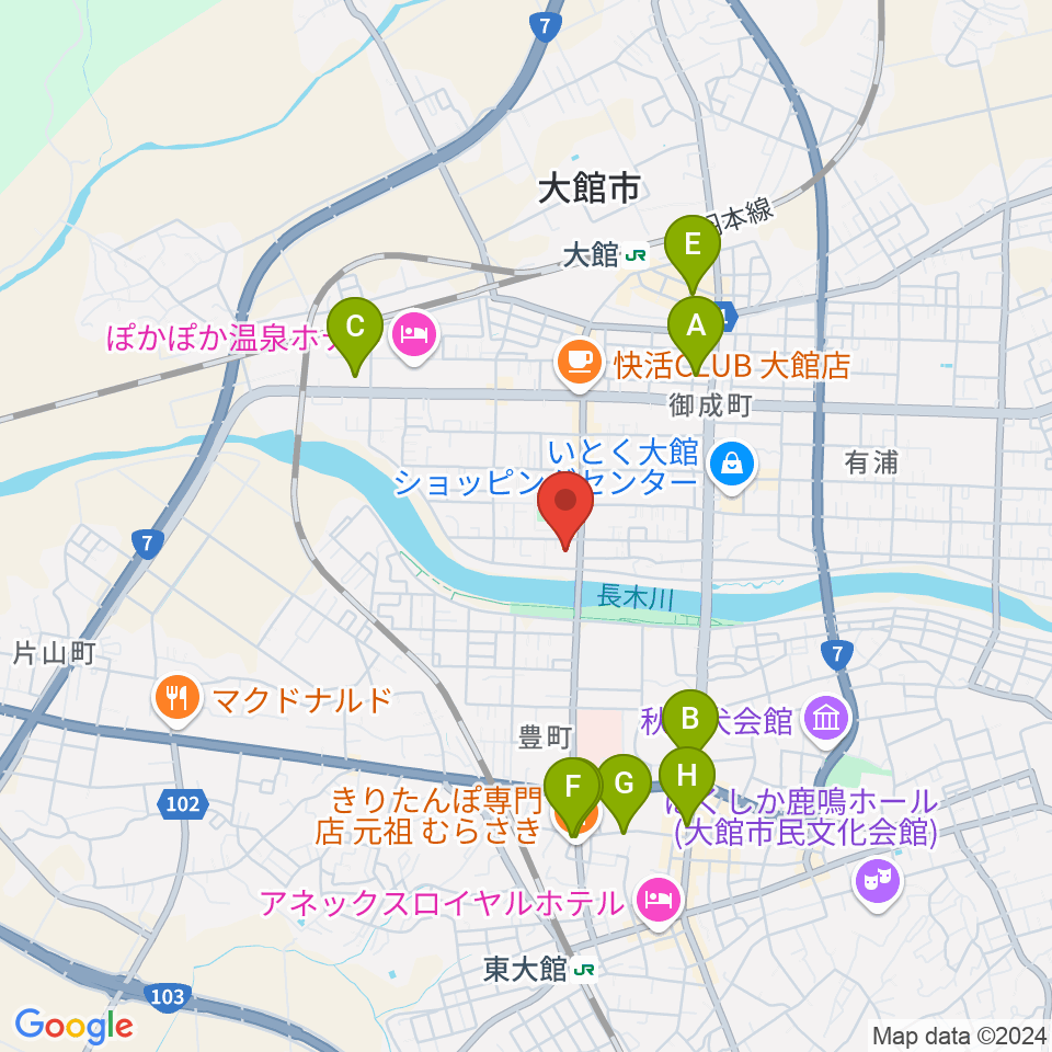 ゲオ大館店周辺の駐車場・コインパーキング一覧地図