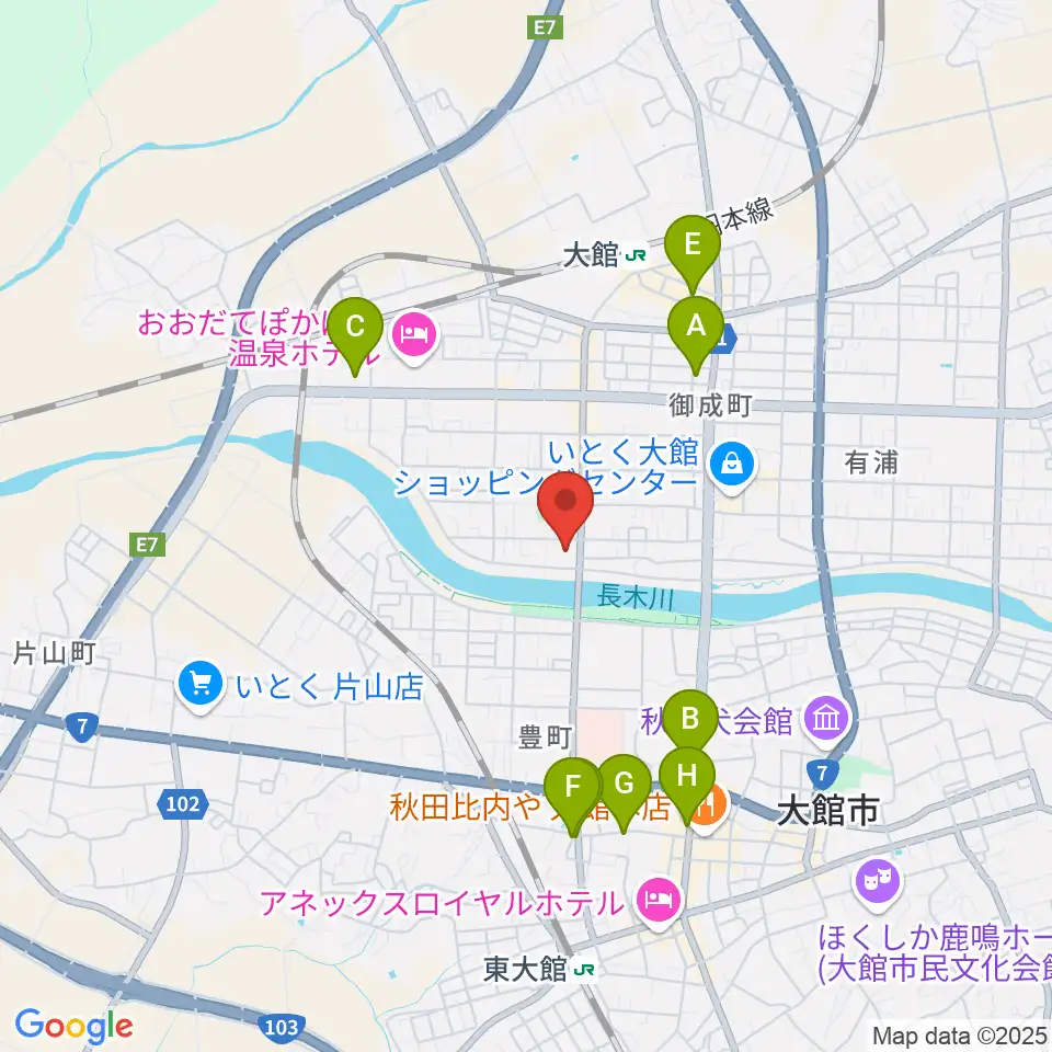 ゲオ大館店周辺の駐車場・コインパーキング一覧地図
