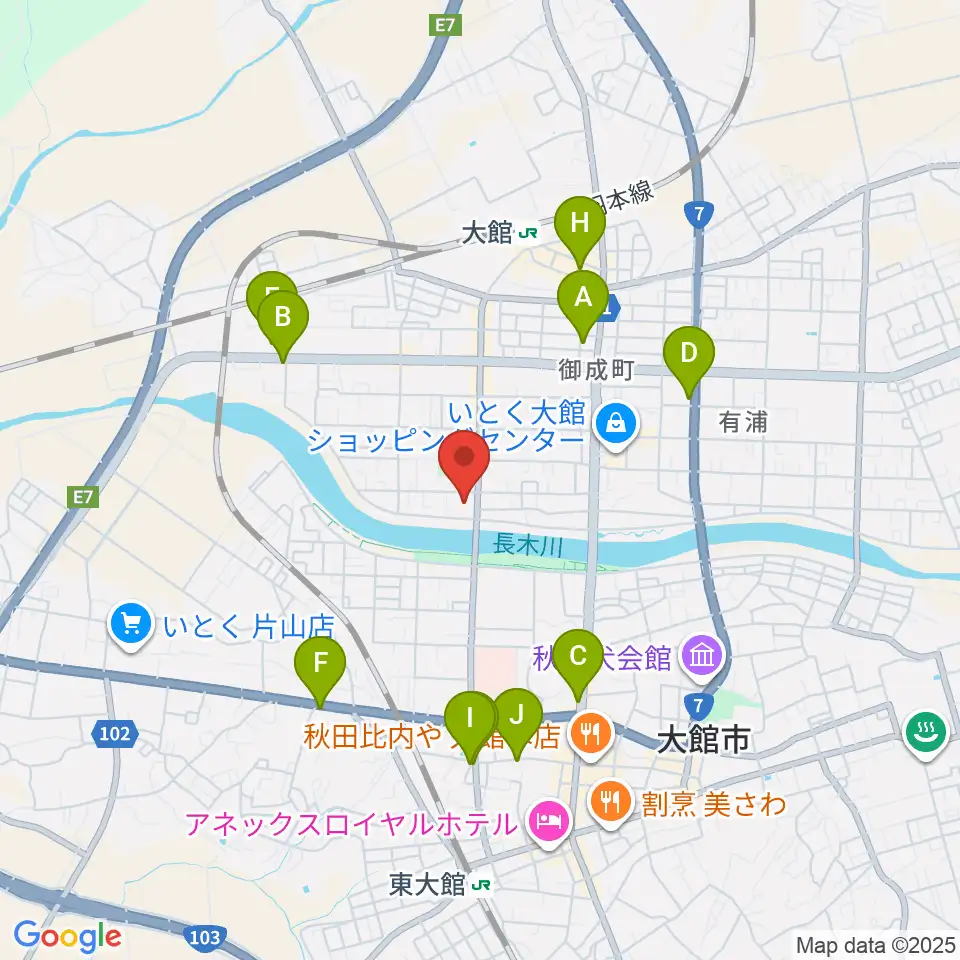 ゲオ大館店周辺の駐車場・コインパーキング一覧地図