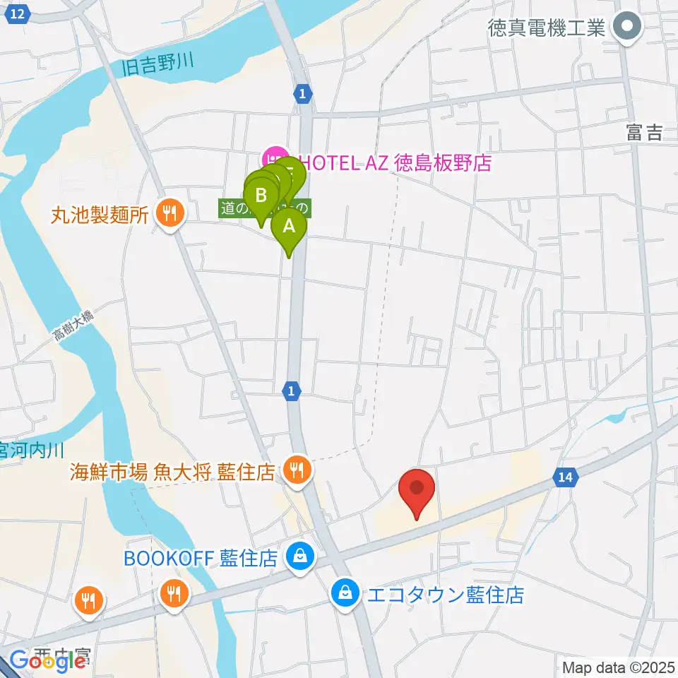 ゲオ藍住店周辺の駐車場・コインパーキング一覧地図