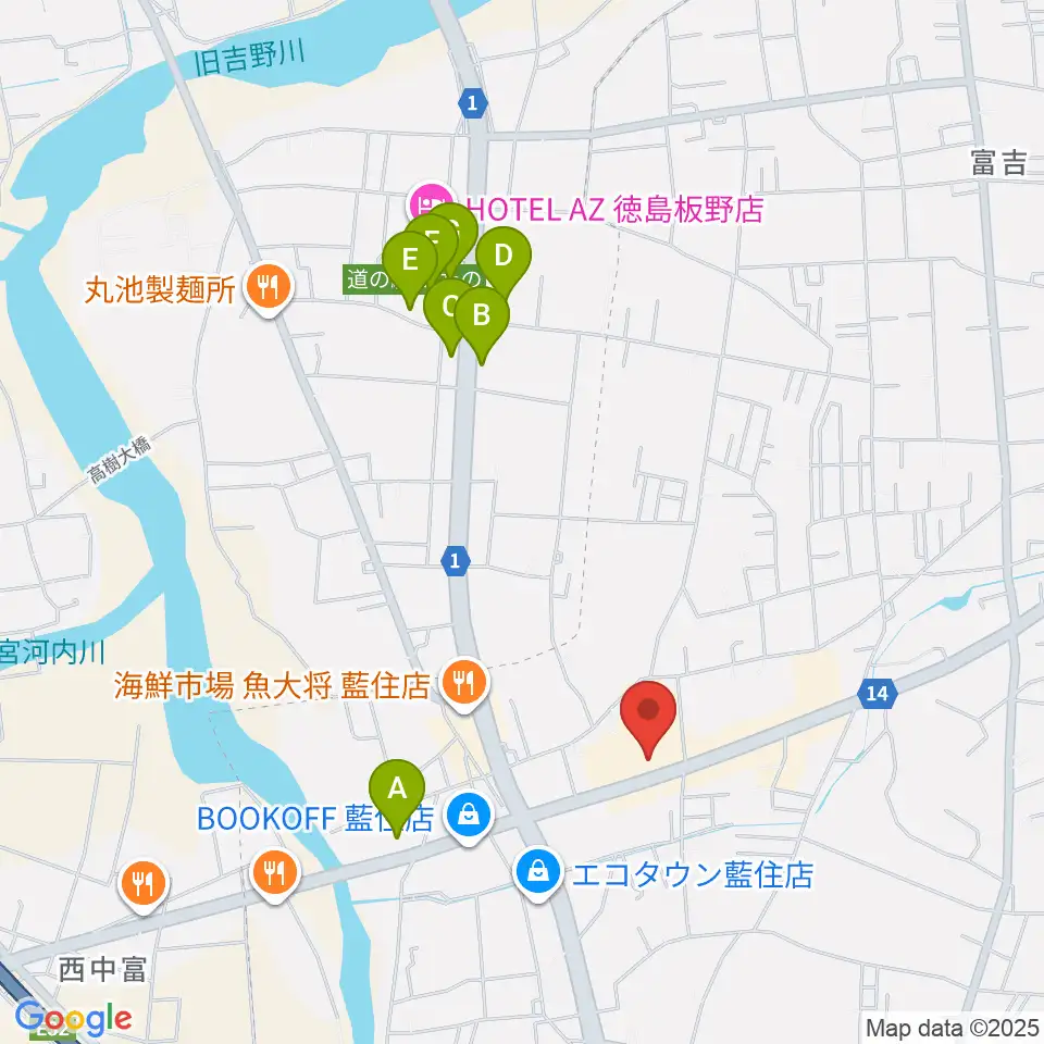 ゲオ藍住店周辺の駐車場・コインパーキング一覧地図