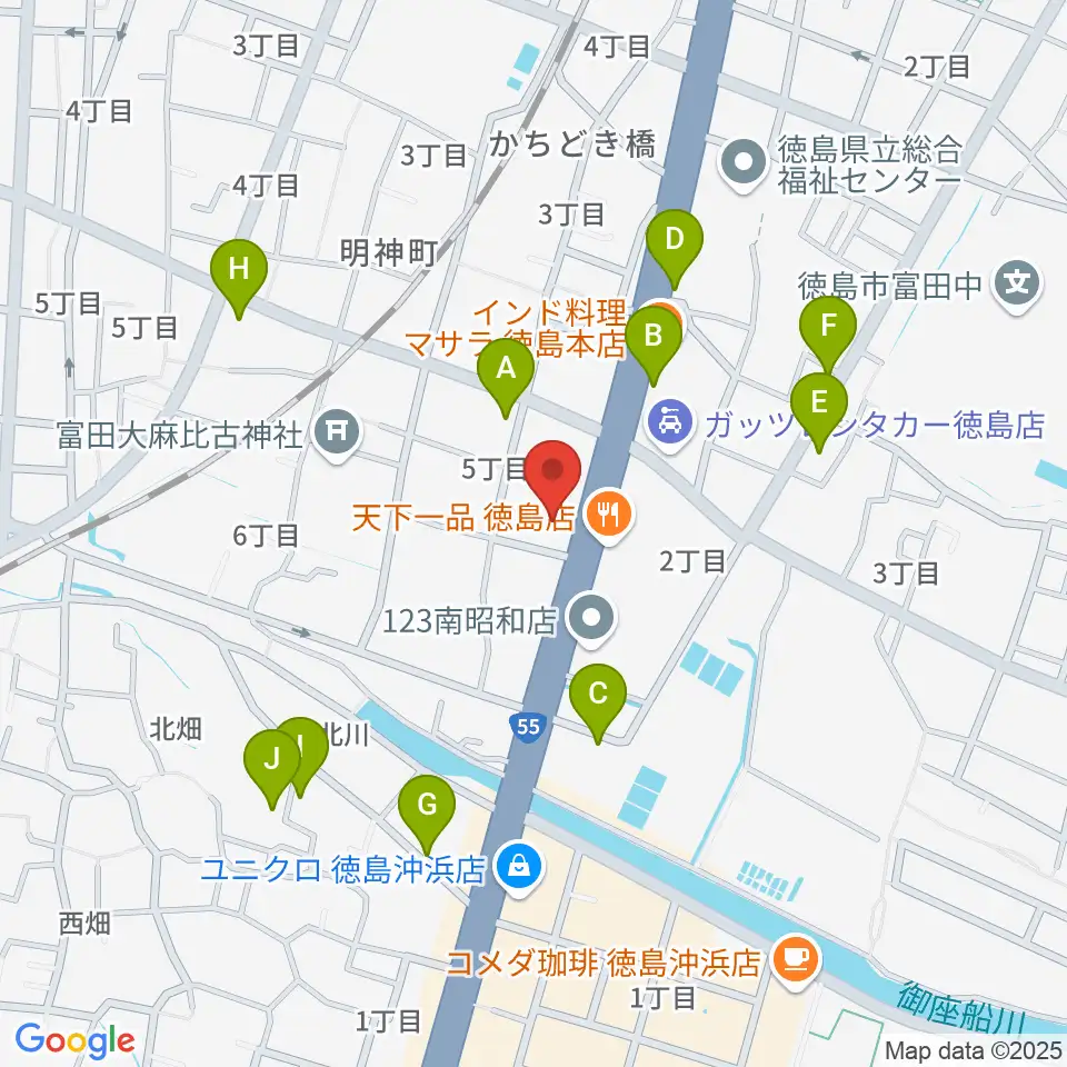 ゲオ徳島南昭和店周辺の駐車場・コインパーキング一覧地図